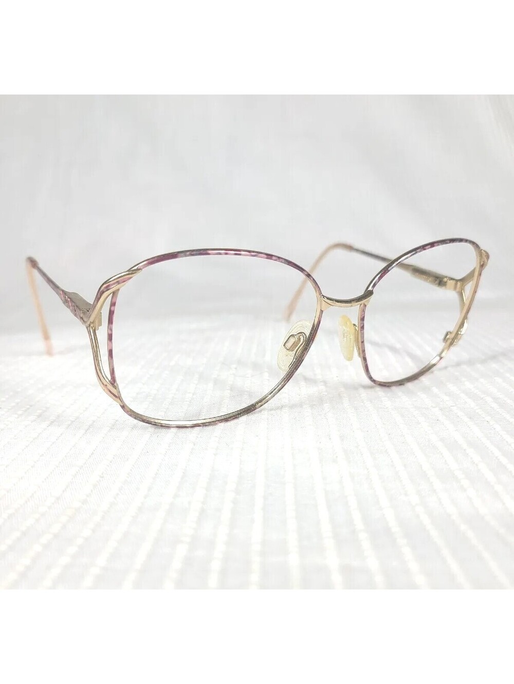 Vtg 90s Pink Oversize Thin Gold Metal Frames Safilo Elasta 140 Retro Cute NoLens